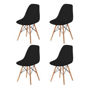 Juego de 4 Sillas Eames con Patas de Madera Negro