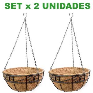 SET x 2 Maceta Colgante Fibra De Coco C/cadena De 30 Cm MOD. OASIS
