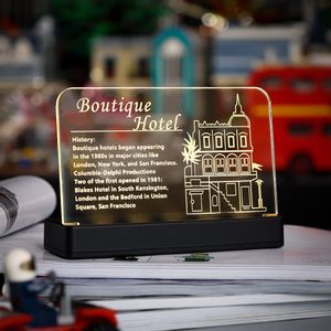 Placa de identificación Kyglaring Glowing Clear Acrylic con Power Base D