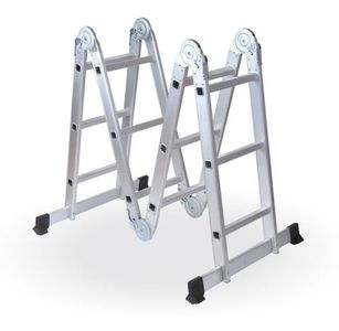 Escalera Multifuncion Aluminio Articulada Plegable 4x3 Reforzada 12 Escalones - Prestigio