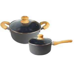 Set 2 Cacerolas 18-26 Hudson Granito Antiadherente Ceramico