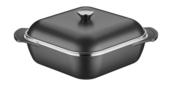 Cacerola Cuadrada Lyon  de Aluminio Forjado con Revestimiento Interno y Externo Antiadherente Starflon High Performance Negro 28 cm 5,5 L