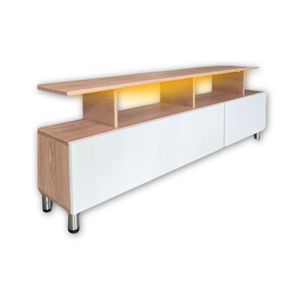 Rack 180cm con 2 puertas desigual y luz LED Blanco y Camelia