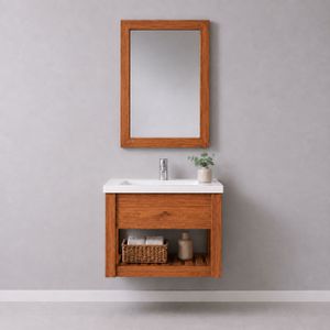 Vanitory Colgante 50 cm Nórdico Bacha + Griferia + Espejo