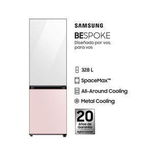 Heladera No Frost Inverter Samsung Bespoke RB33A3070WP 328Lt  Clean White-Glam Pink