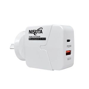 Fuente de alimentación NISUTA 1 puerto USB y 1 PD Port carga rápida (blanca) - NSFU53UQP 