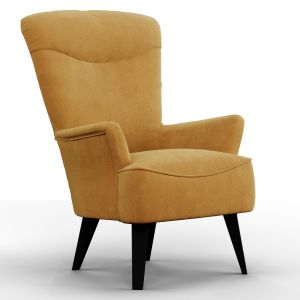 Sillon Butaca Dante Pana Gold Patas Nogal Oscuro