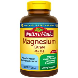 Suplemento de citrato de magnesio Nature Made 250 mg 120 cápsulas blandas