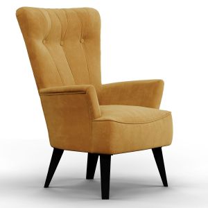 Sillon Fijo Aurora Pana Gold Patas Nogal Oscuro