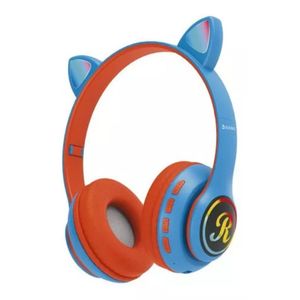 Auriculares Inalámbricos Bluetooth Orejas Gatito Infantil Celeste