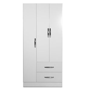 Placard Ropero 3 Puertas 2 Cajones Melamina Color Blanco Maximo FAMILY