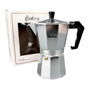 Cafetera Aluminio Pulido Hudson Tipo Italiana 6 Tazas
