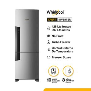 Heladera Whirlpool Inverter No Frost Bottom Freezer Inox  397 Litros WRE45MK
