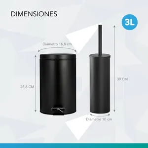 Set Tacho De Basura Escobilla Bau00f1o Nictom Color Negro
