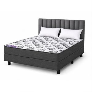 Combo Conjunto Sommier Elite Aluminé 2 Plazas (140x190 cm) + Respaldo Pana Velvet + 2 Almohadas de Regalo
