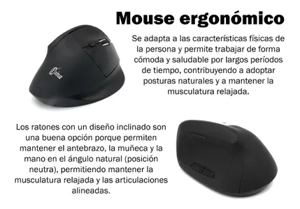 Ratón inalámbrico ergonómico recargable de 2,4 GHz y Bluetooth®