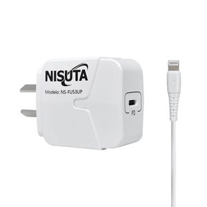 Fuente de alimentación NISUTA 1 puerto USB C PD Port con cable Iphone de 1m - NSFU53UPI