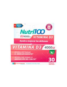 Suplemento Vitaminico Nutri100 D3 4000 Ui 30 cápsulas $6.30030 $4.410