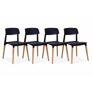 Silla De Comedor Milan Con Estructura Color Negro combo x4