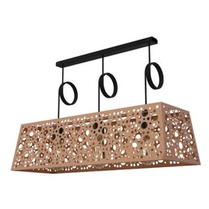 Lampara Colgante Rectangular 3 Luces Hole Cobre