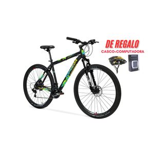 Bicicleta Topmega MTB Regal R29 21v Shimano Negro/verde/Celeste/Amarillo Talle L 1007970