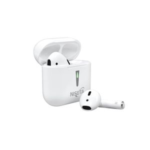 Auricular Nisuta Bluetooth Earbuds con cajita recargable in-ear color blanco NSAUBTWS6