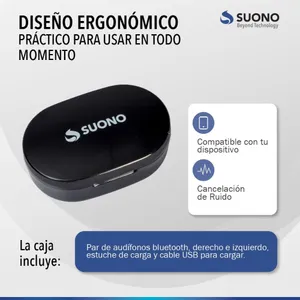 Auriculares Inalámbricos Suono Bluetooth SNAU-1004 Negro