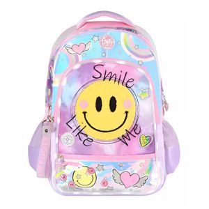 Mochila Espalda Smile Like Me 18'' Con Luz Lila - Footy