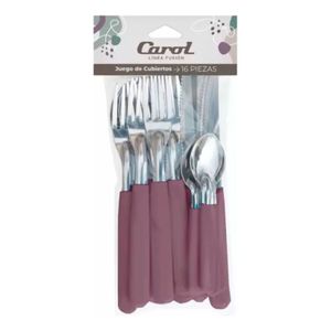 Cubiertos Set X16 Cubiertos Carol Soft Cuchillo Tenedor Mango Plastico