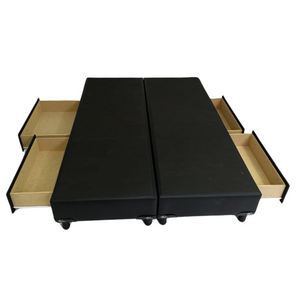 Base Sommier - Cama 2 Plazas 4 cajones 140x190 - Ecocuero Negro