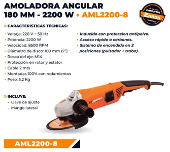 Amoladora Angular 7 Pulgadas 180mm Lusqtoff 2200w Grande - $ 200.829,05