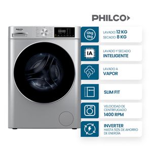 PREVENTA Lavasecarropas Philco Carga Frontal PHLS128-2GSN Inverter Grey Silver 12/8KG
