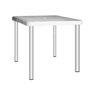 Mesa Timbu Patas de Caño Galvanizado Blanca