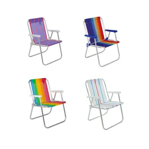 Set x2 Sillas plegables Playeras Bristol de aluminio rayas de colores