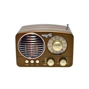 Radio AM/FM Vintage con Bluetooth, Dial Analogico, MP3, AUX y Lector de Tarjeta Nisuta NSRV14 Marron