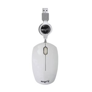 Mouse Optico Mini Retractil USB 1000DPI Nisuta NSMOR3B Blanco