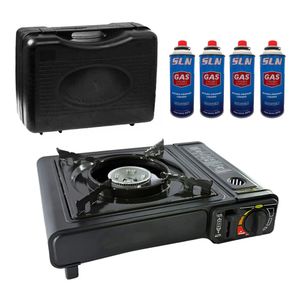 Anafe Cocina Portátil Camping Gas Butano + 4 Cartuchos