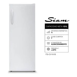 Freezer Vertical Siam Fsi-cv181b 181 Litros 6 Estantes Color Blanco