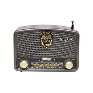 Radio AM/FM Vintage con Bluetooth, Dial Analogico, MP3, AUX y Lector de Tarjeta Nisuta NSRV16 Negro con Simil Madera