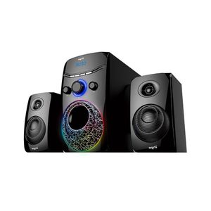 Parlante multimedia 2.1 con luces led, radio FM, Bluetooth, MP3 y lector de tarjetas Nisuta NSPAM21L Negro
