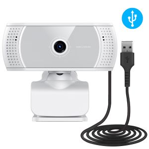 Webcam Cámara Web Full Hd Cable Usb Micrófono 720P Blanca