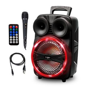 Parlante Bluetooth 8" Pulgadas T-GO SICILIA Portátil con Radio FM y Micrófono