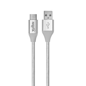 Cable USB a USB C de 1m de 4,8A con malla de tela PLATEADA NISUTA - NSCATEUC3A