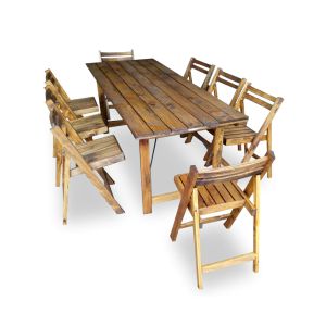 MESA PLEGABLE 2.00X0.80 + 8 SILLAS