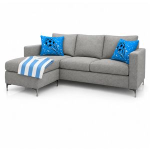 Sillón Living Esquinero 3 Cuerpos Chenille Stone + Almohadones + Camiseta de Regalo Promo Mundial