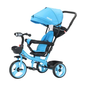 Triciclo Bebesit azul 360° Joy con luz y barra de empuje