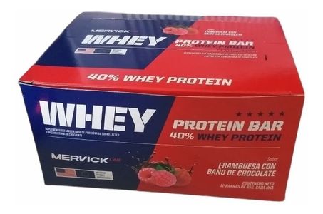 MervickLab Whey Protein Bar Sabor Frambuesa Caja 12 Un 780G