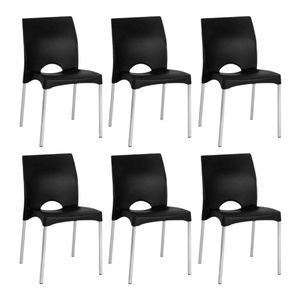 Juego de 6 Sillas Boston Patas de Caño Negras