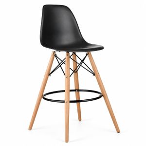 Banqueta Alta Eames Negra con Patas de Madera