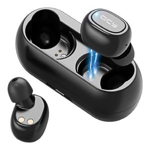 Auriculares in-ear inalámbricos QCY T1C negro con luz negro LED